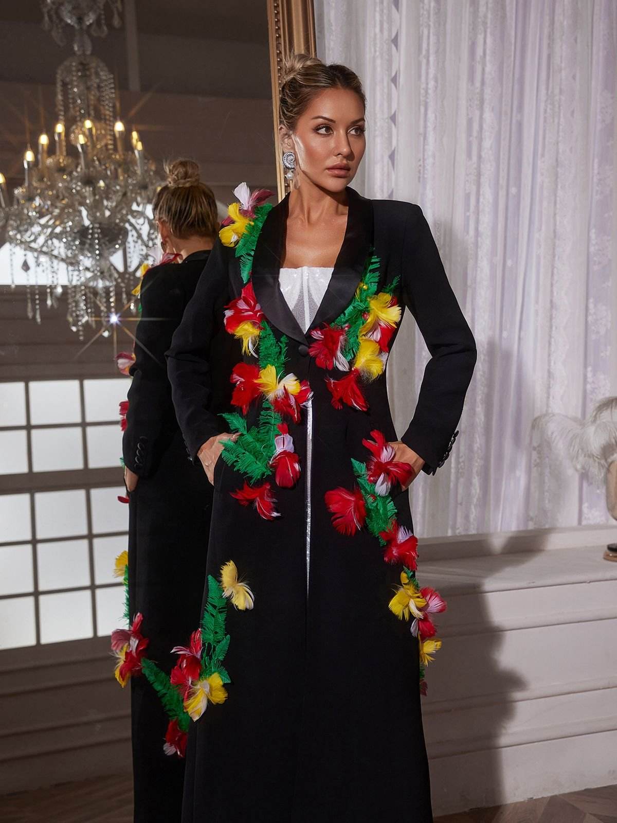 Loma Feather Trimmed Coat - REBECATHELABEL