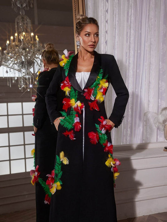 Loma Feather Trimmed Coat - REBECATHELABEL