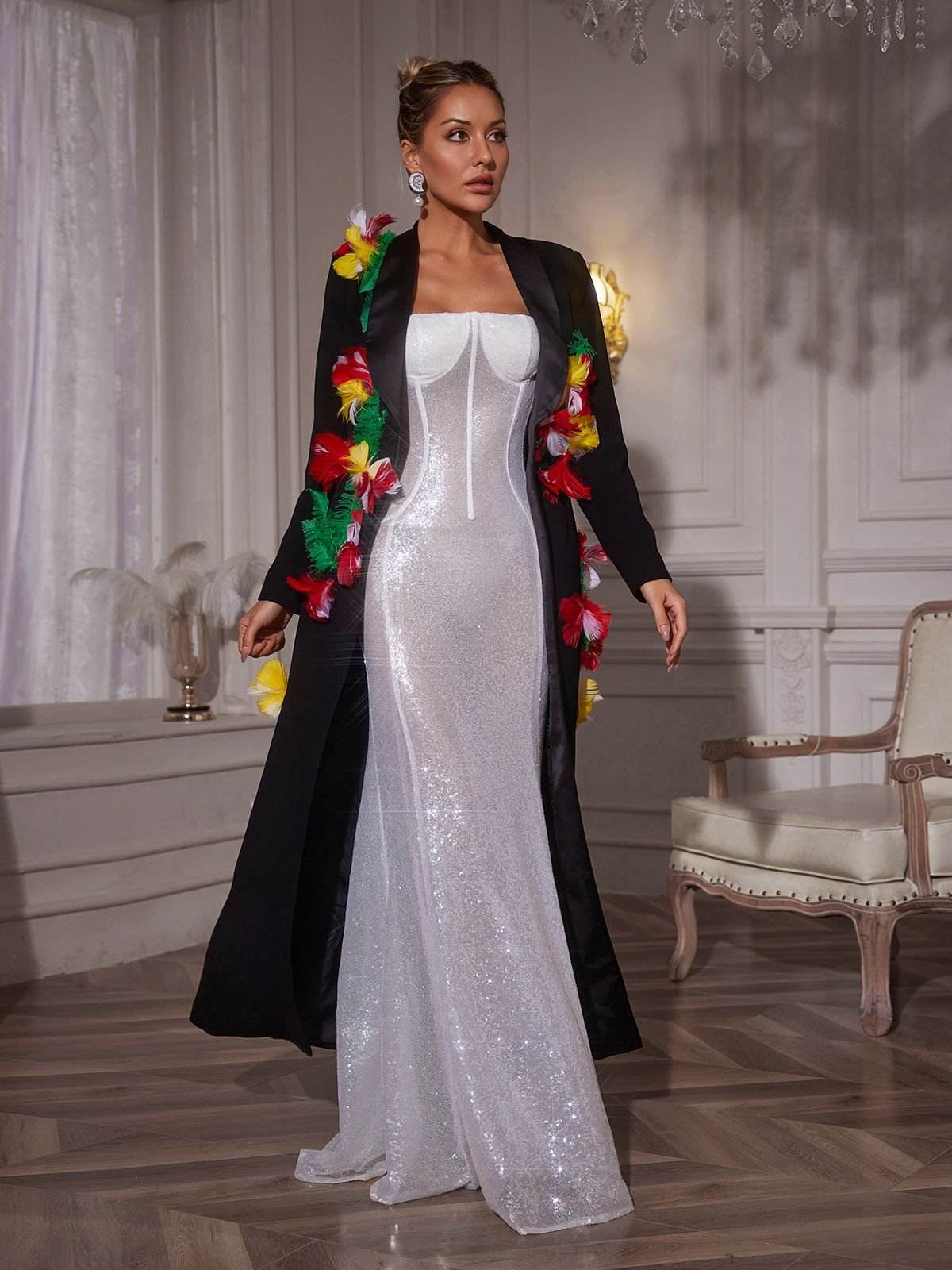 Loma Feather Trimmed Coat - REBECATHELABEL