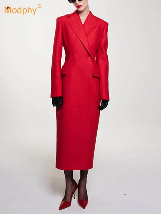 Long Biazer Trench Long Sleeve Double-Breasted - REBECATHELABEL