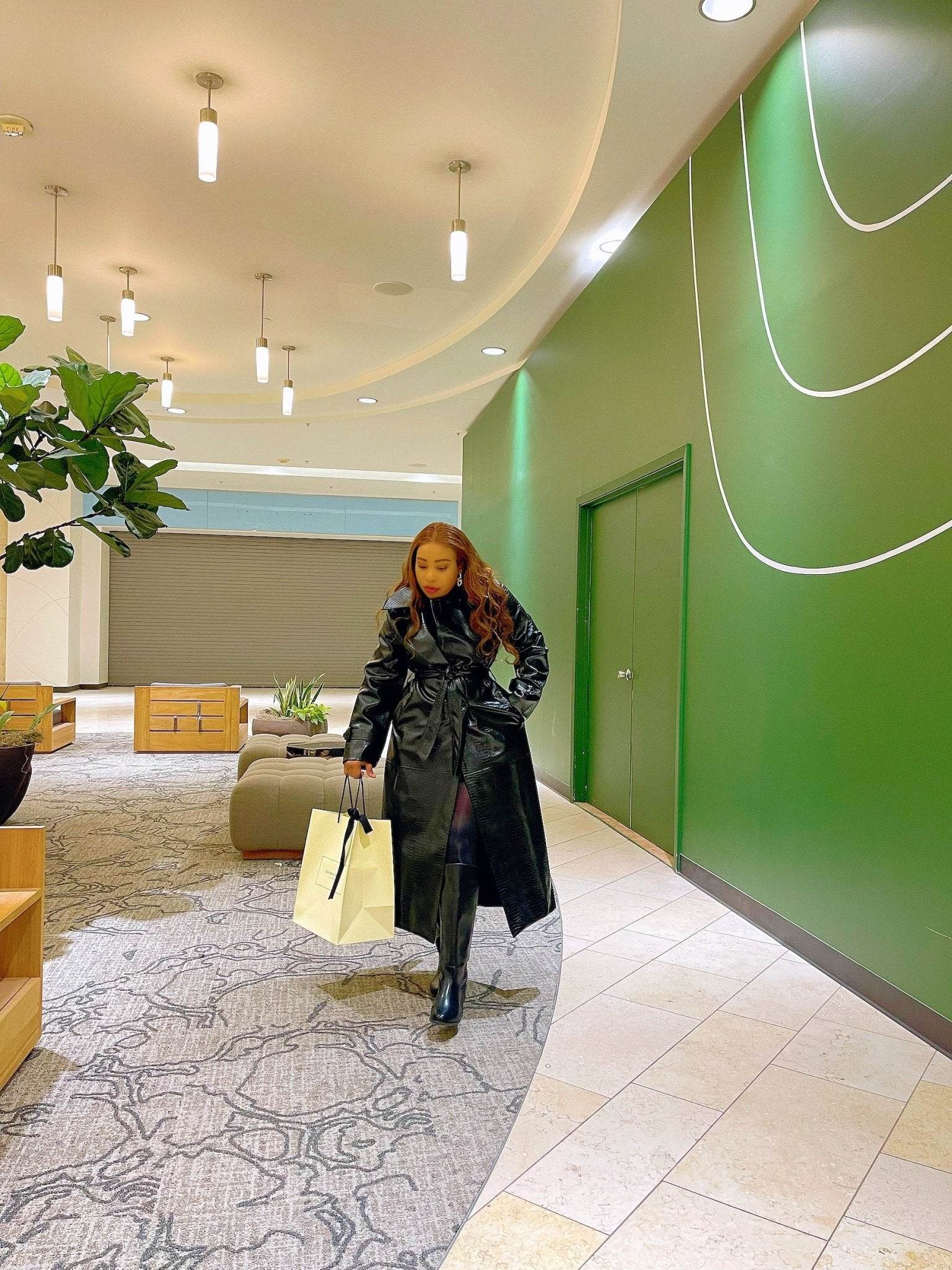 Long Oversized Black Pu Leather Trench Coat - REBECATHELABEL