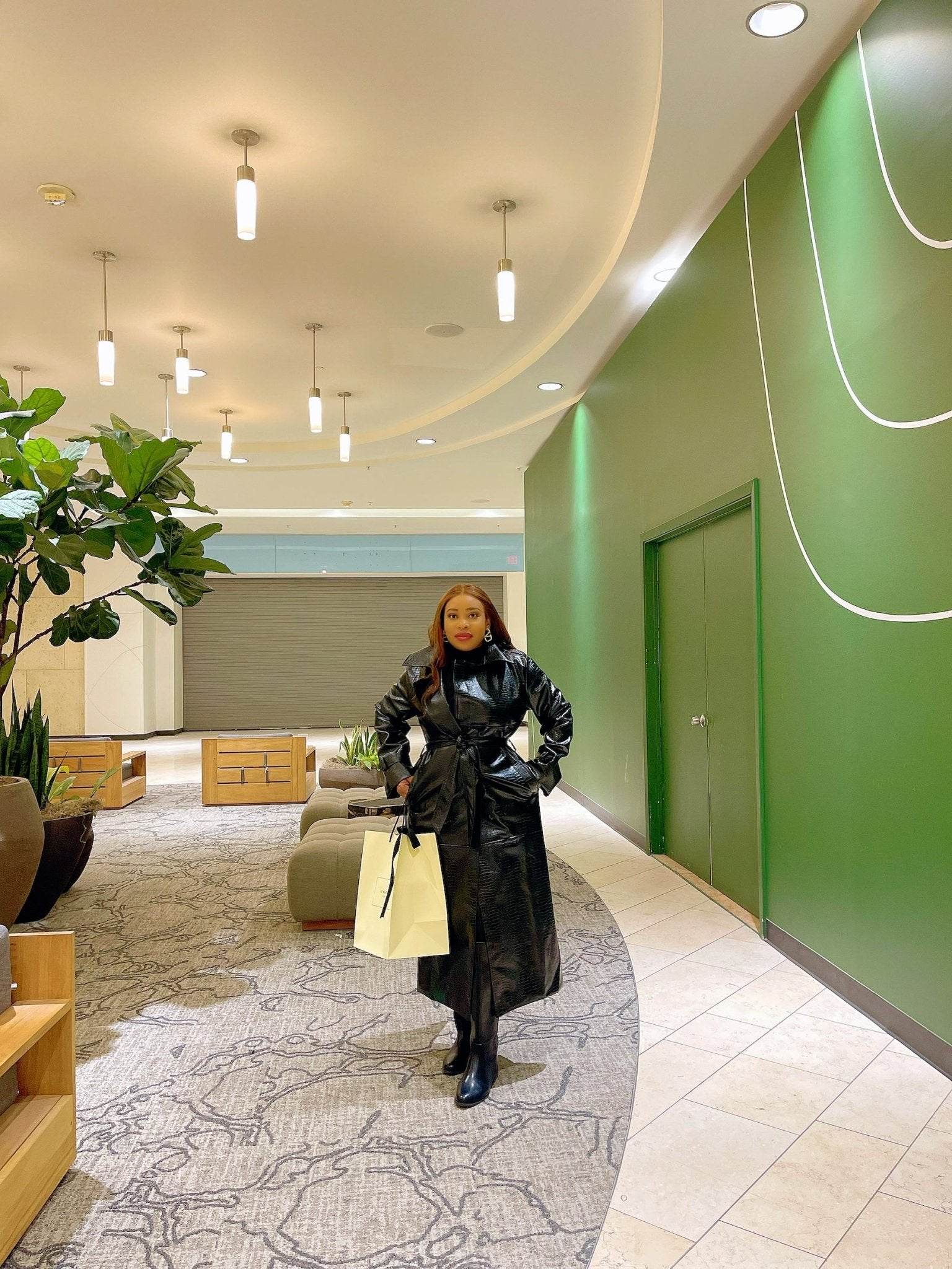 Long Oversized Black Pu Leather Trench Coat - REBECATHELABEL