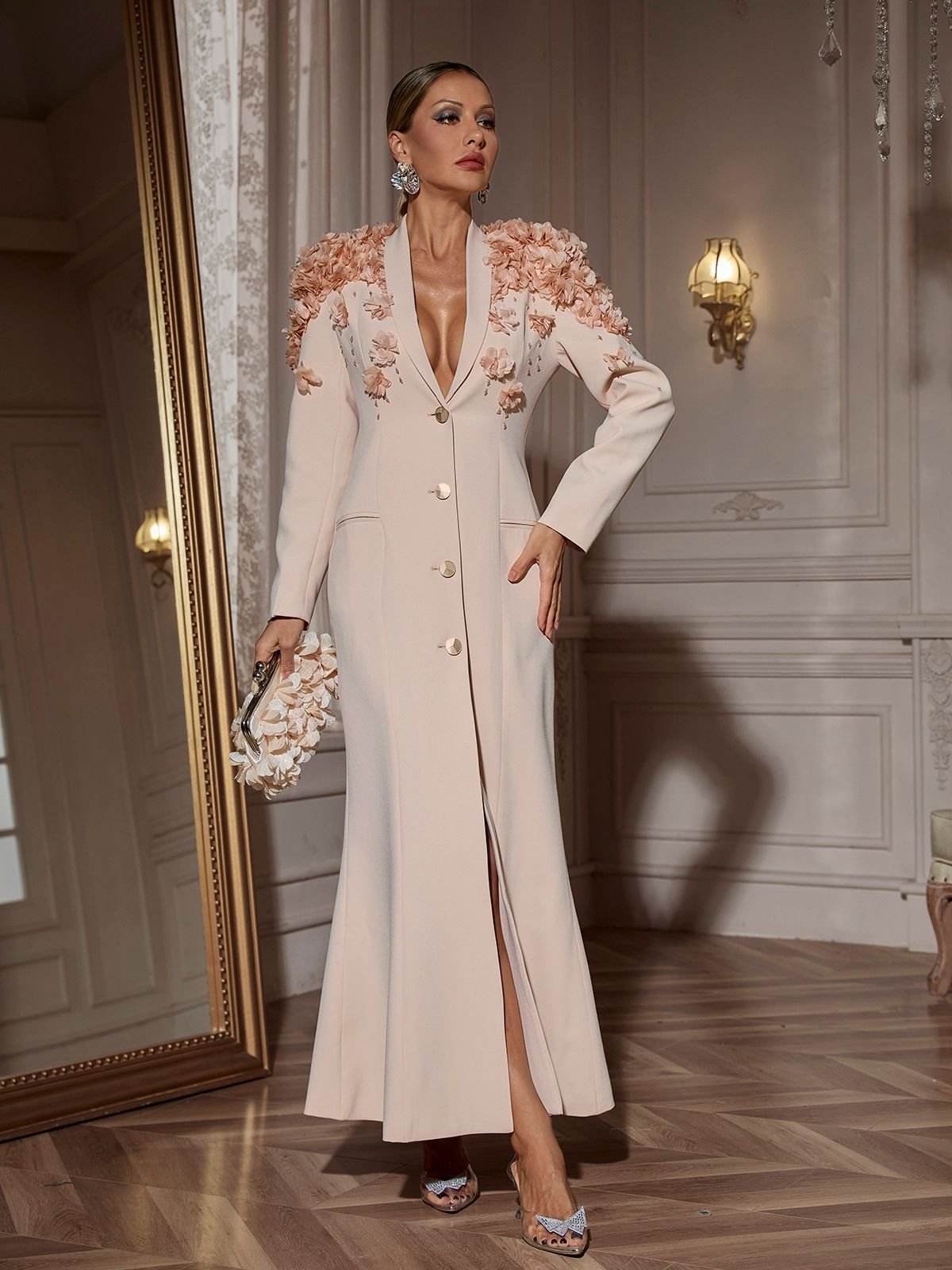 Long Sleeve Flower Maxi Dress - REBECATHELABEL