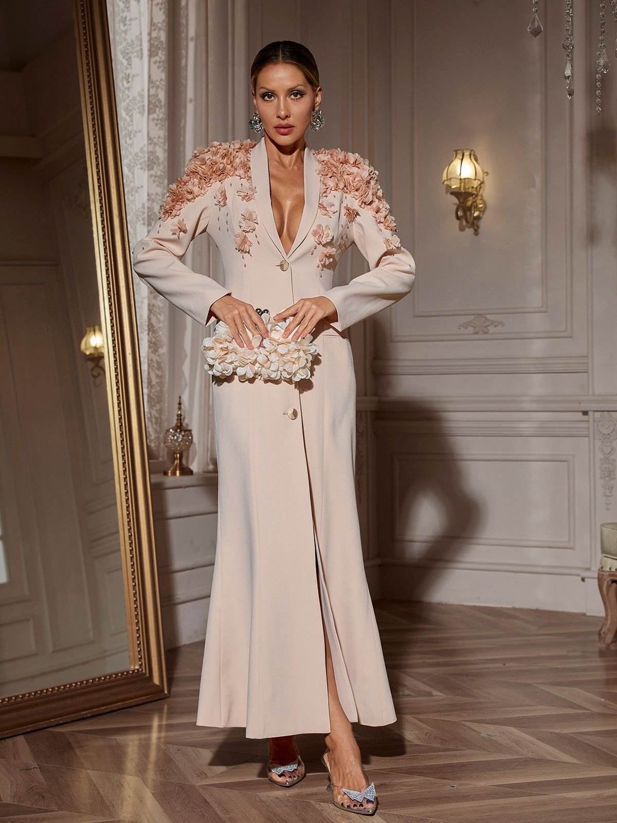 Long Sleeve Flower Maxi Dress - REBECATHELABEL