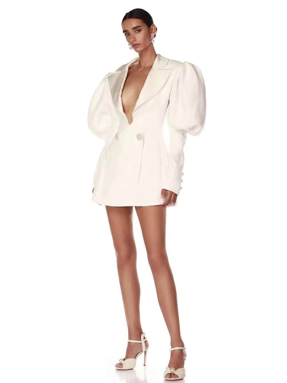 Long Sleeved Blazer Double Breasted Bodycon Dress - REBECATHELABEL