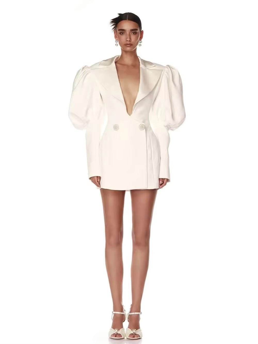 Long Sleeved Blazer Double Breasted Bodycon Dress - REBECATHELABEL