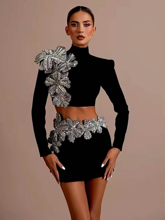 Long Sleeves Bandage 2-Piece Sets - REBECATHELABEL