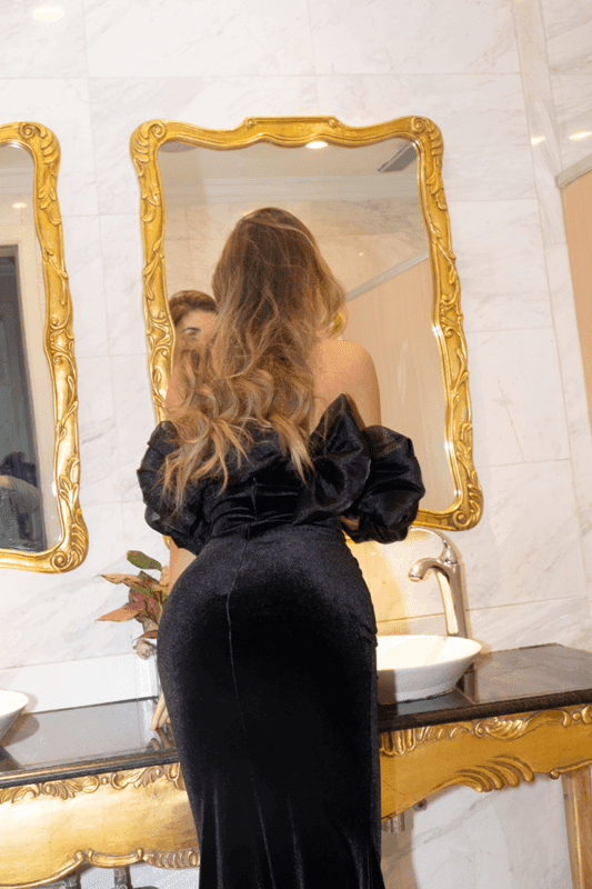 Lorah black velvet dress - REBECATHELABEL