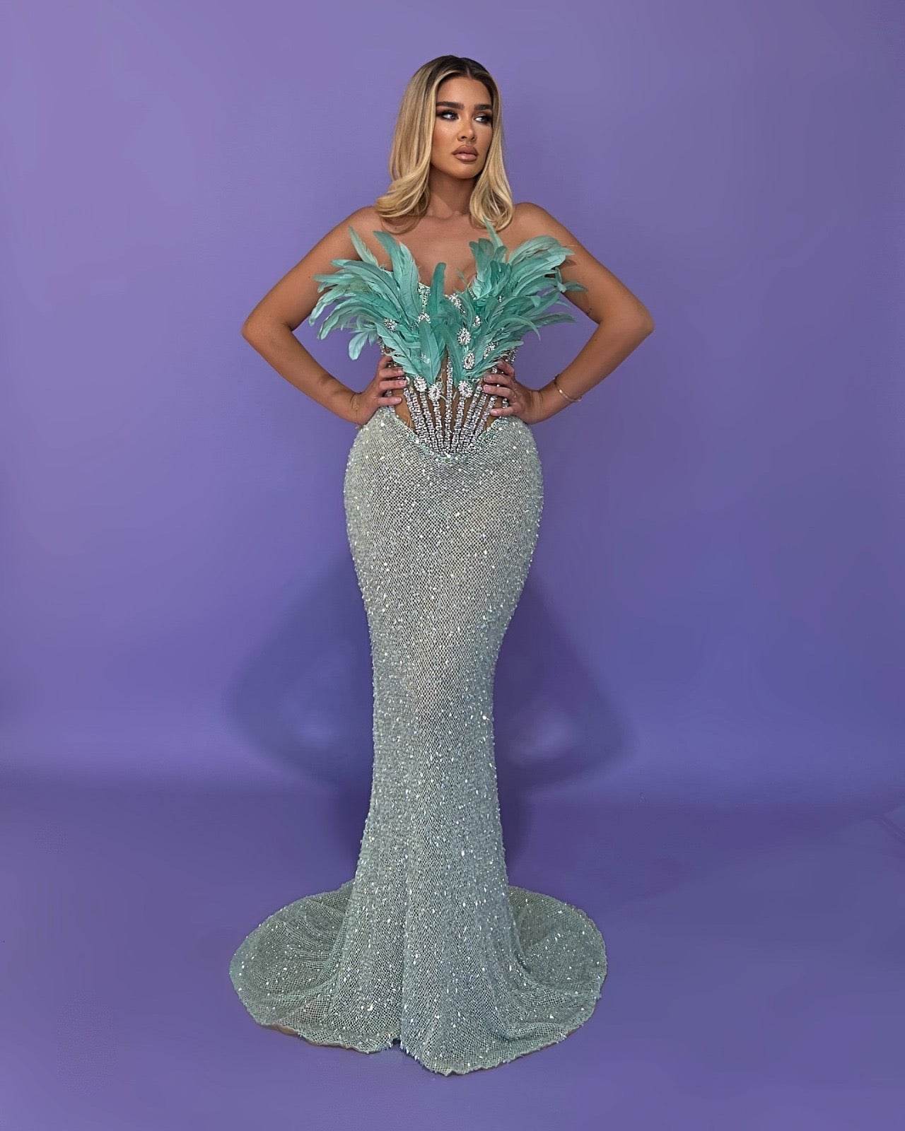 Lorah feather dress - REBECATHELABEL