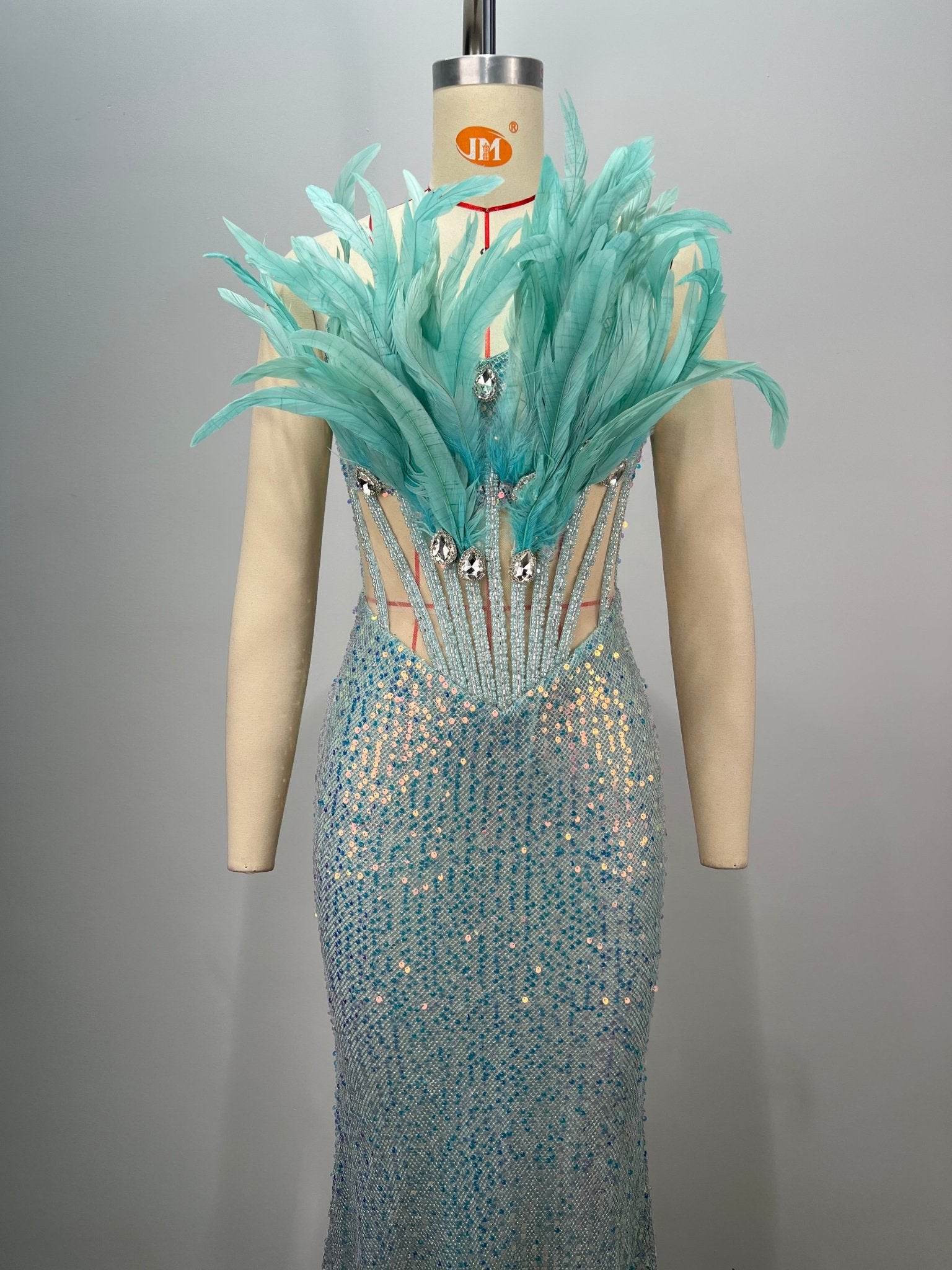 Lorah feather dress - REBECATHELABEL