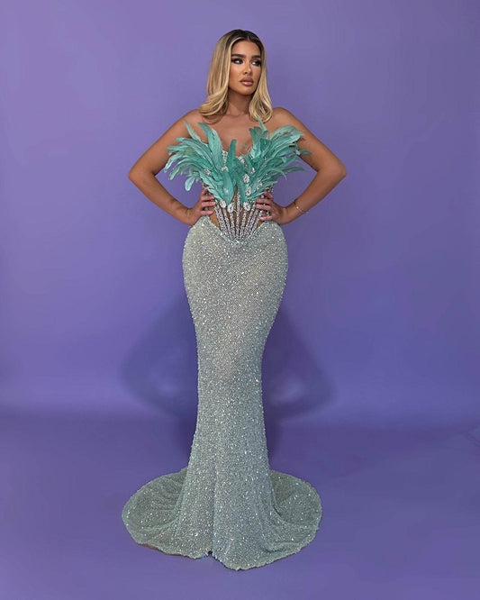 Lorah feather dress - REBECATHELABEL