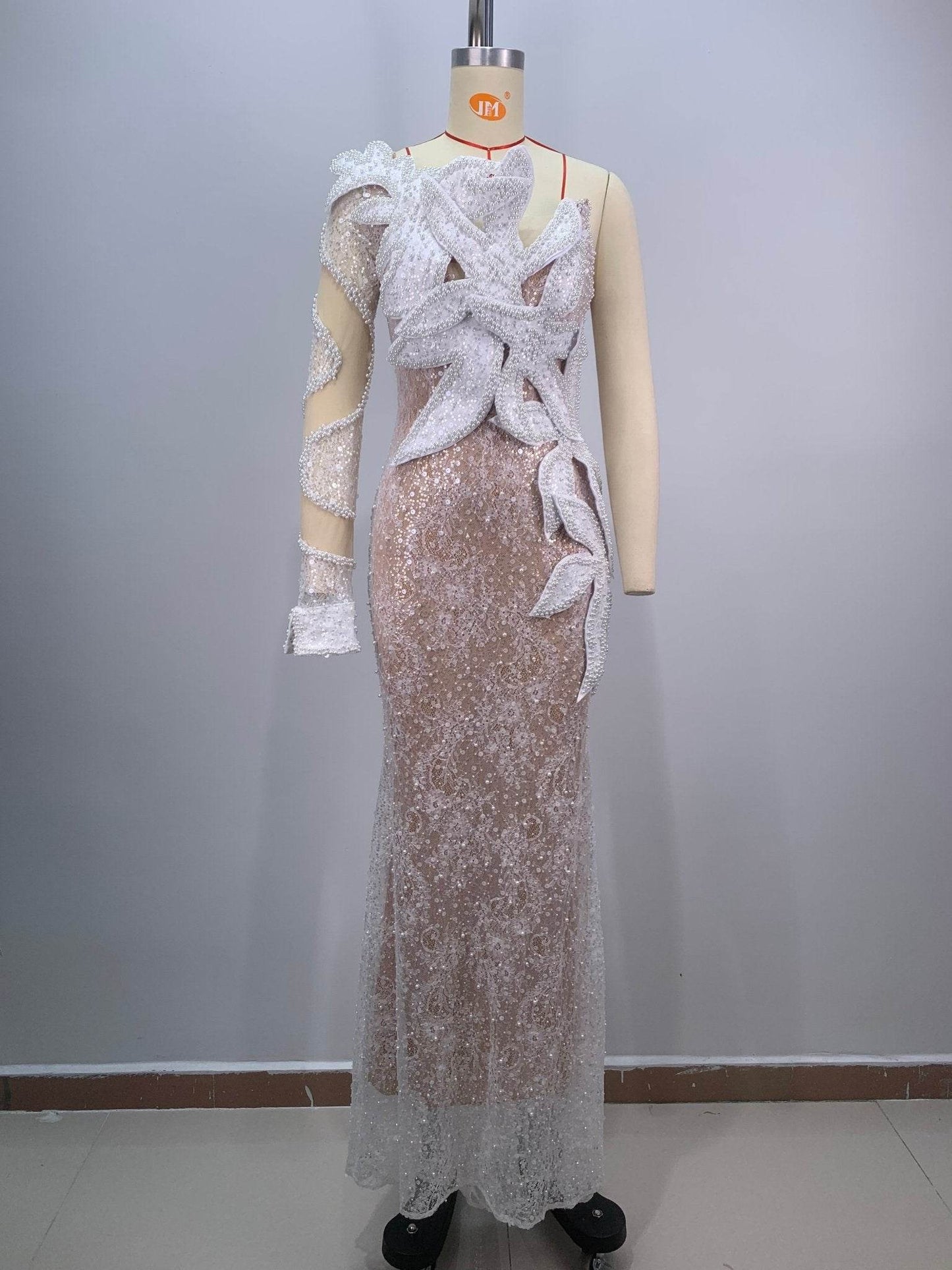 Loving me sequin and pearl floor length dress - REBECATHELABEL