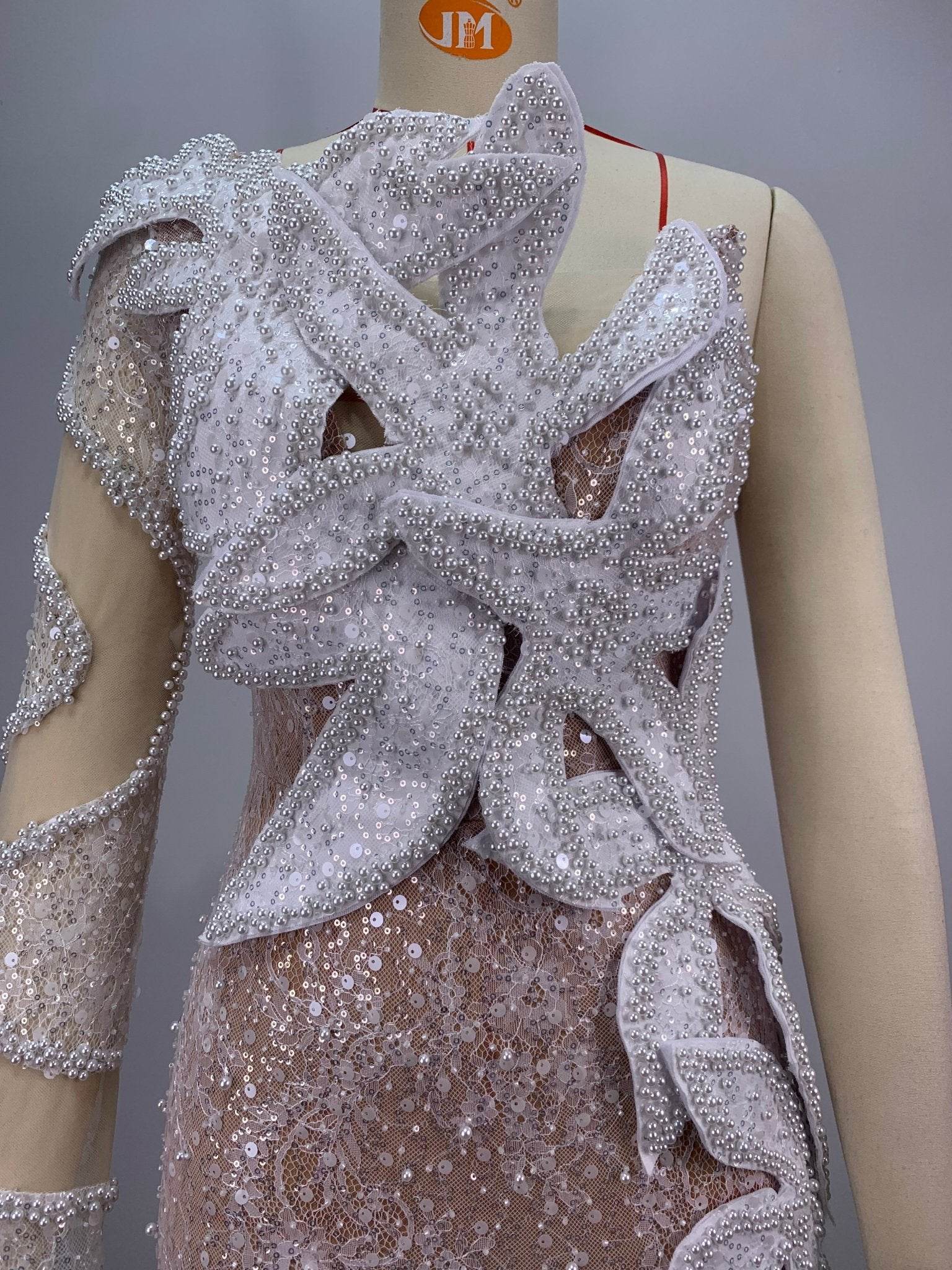 Loving me sequin and pearl floor length dress - REBECATHELABEL