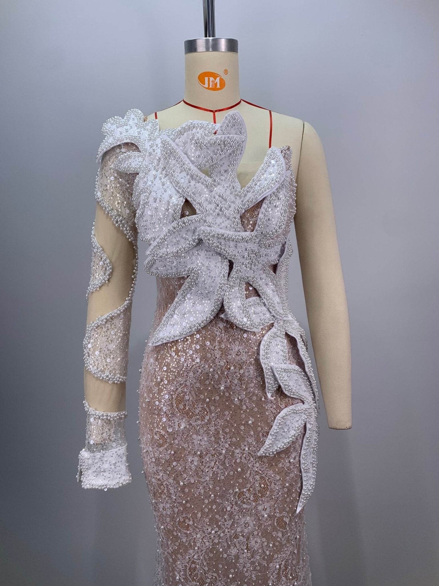 Loving me sequin and pearl floor length dress - REBECATHELABEL