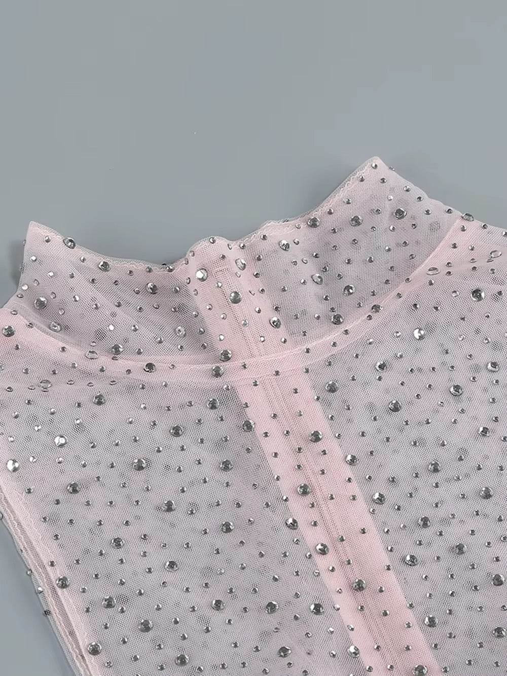 Mesh Crystal Diamond Midi Dress - REBECATHELABEL