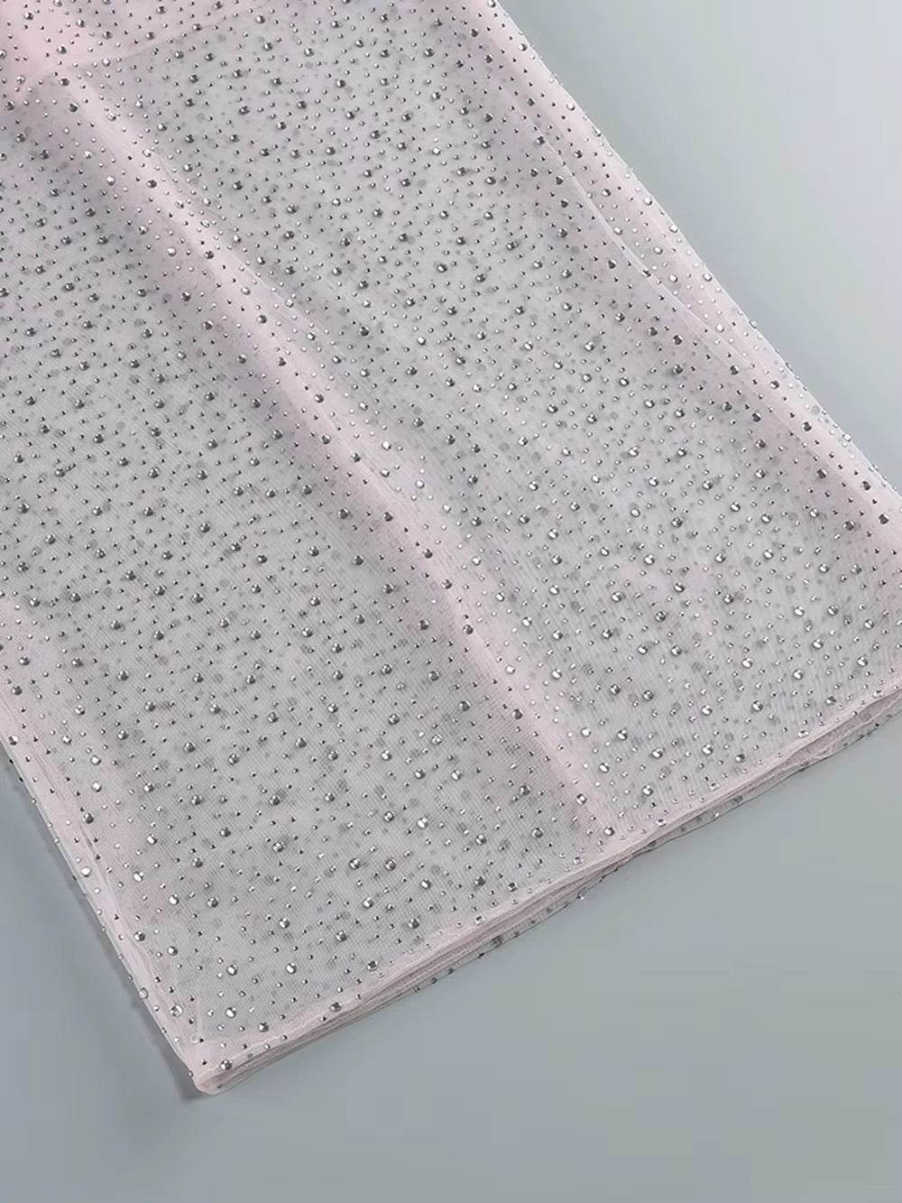 Mesh Crystal Diamond Midi Dress - REBECATHELABEL