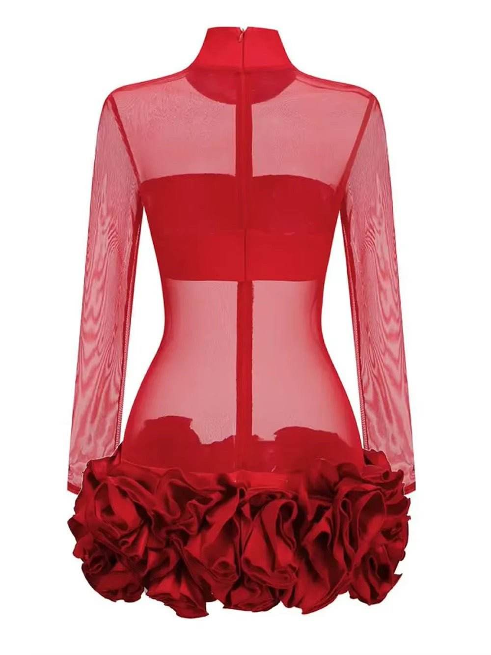 Mesh See Through Bodycon Mini Dress - REBECATHELABEL