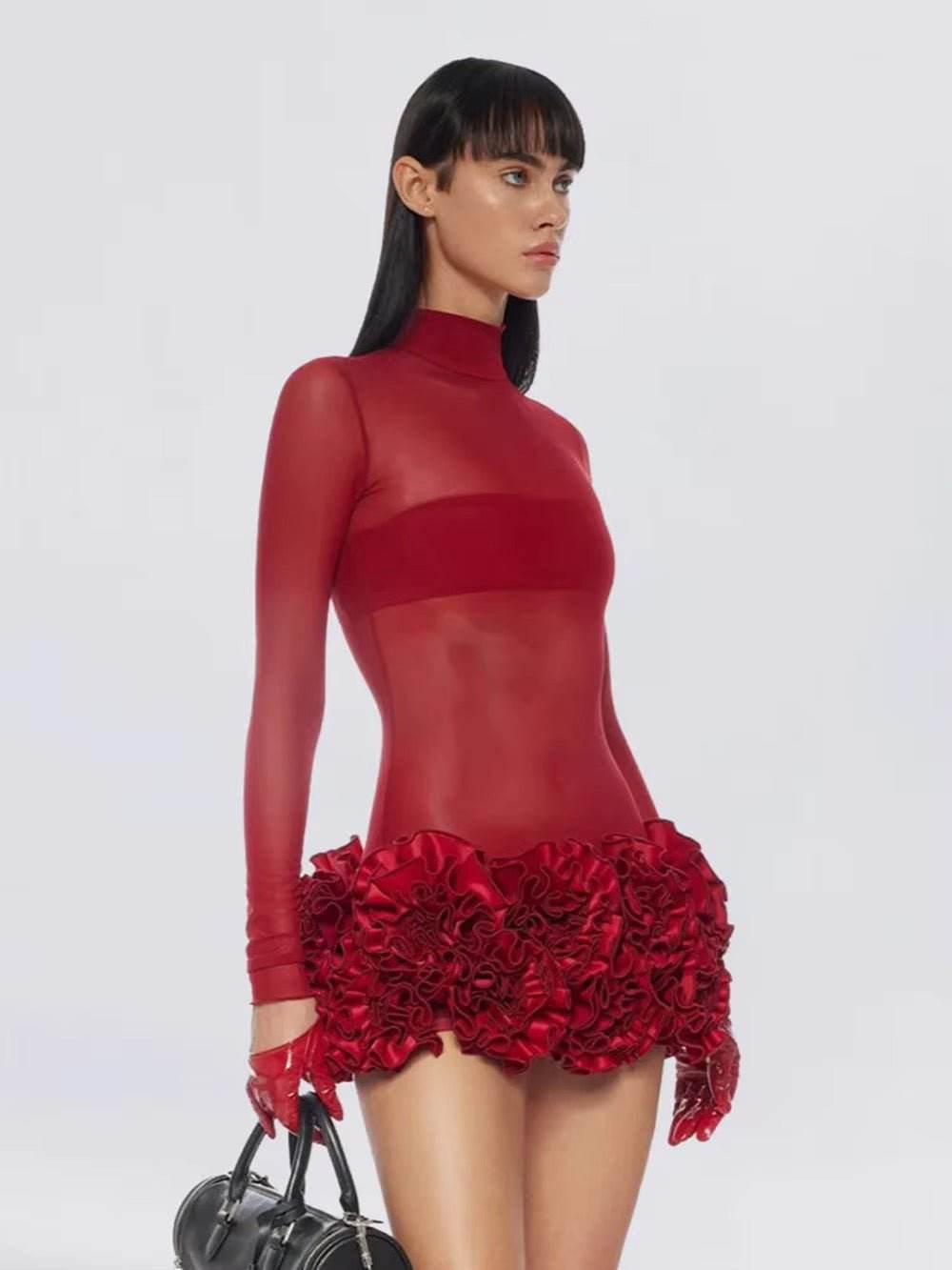 Mesh See Through Bodycon Mini Dress - REBECATHELABEL