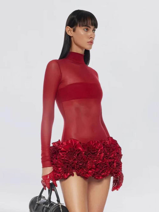 Mesh See Through Bodycon Mini Dress - REBECATHELABEL