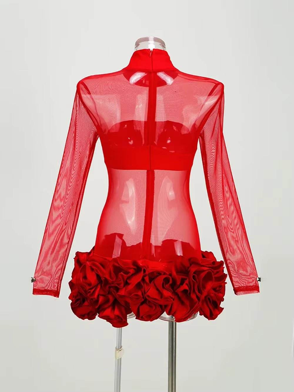 Mesh See Through Bodycon Mini Dress - REBECATHELABEL