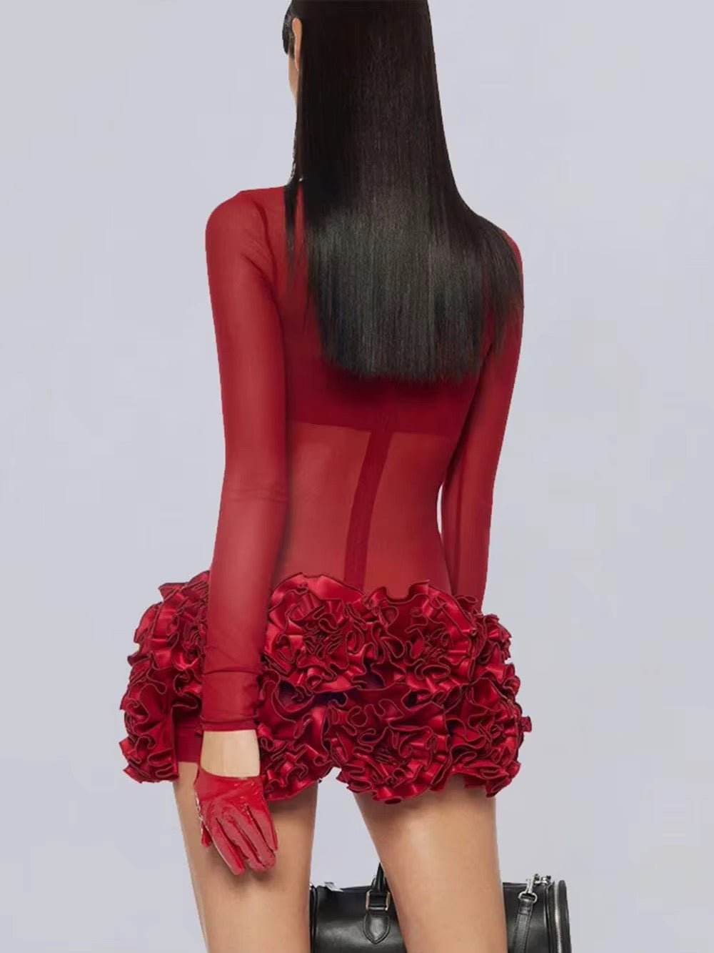 Mesh See Through Bodycon Mini Dress - REBECATHELABEL