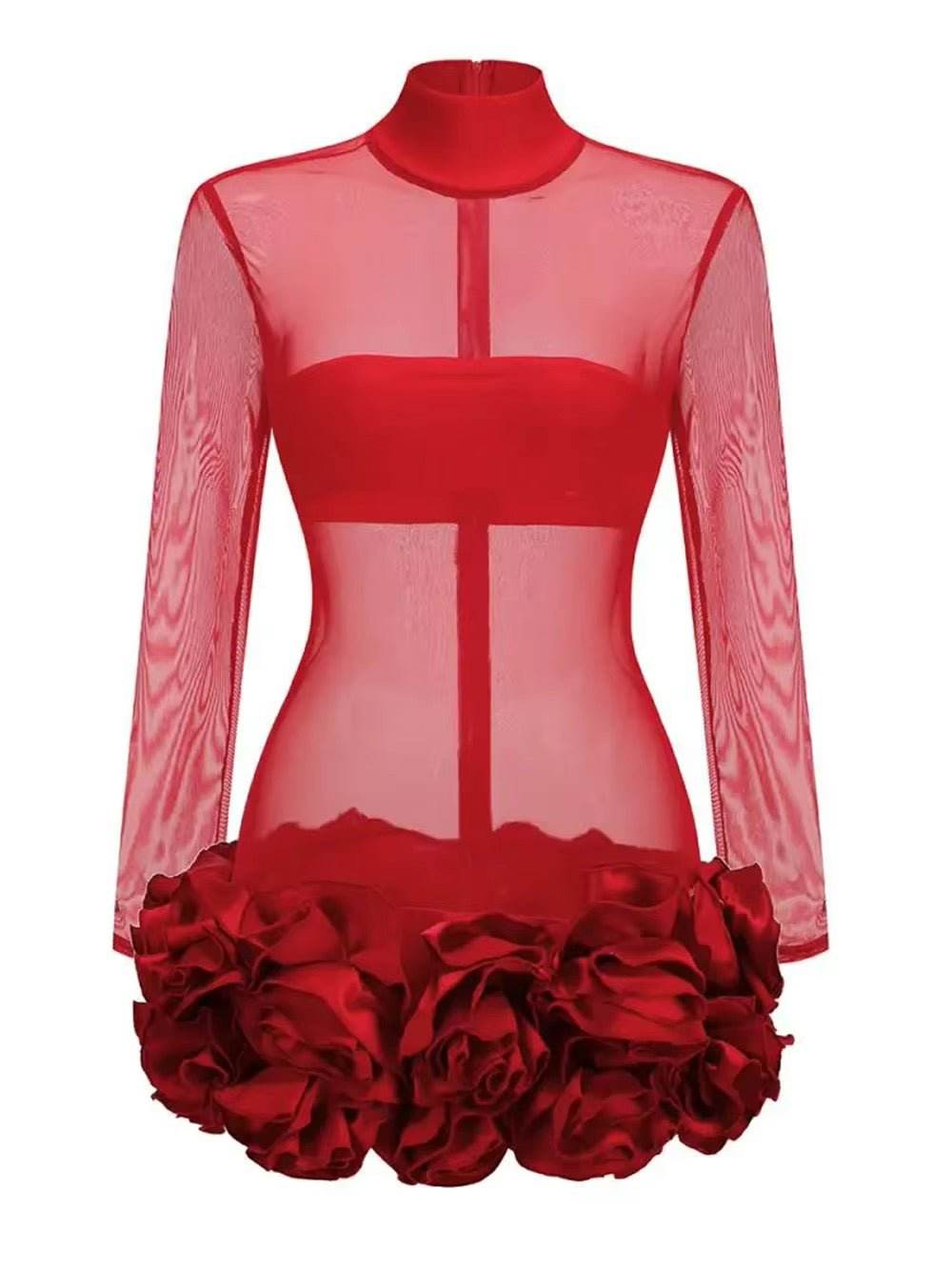 Mesh See Through Bodycon Mini Dress - REBECATHELABEL