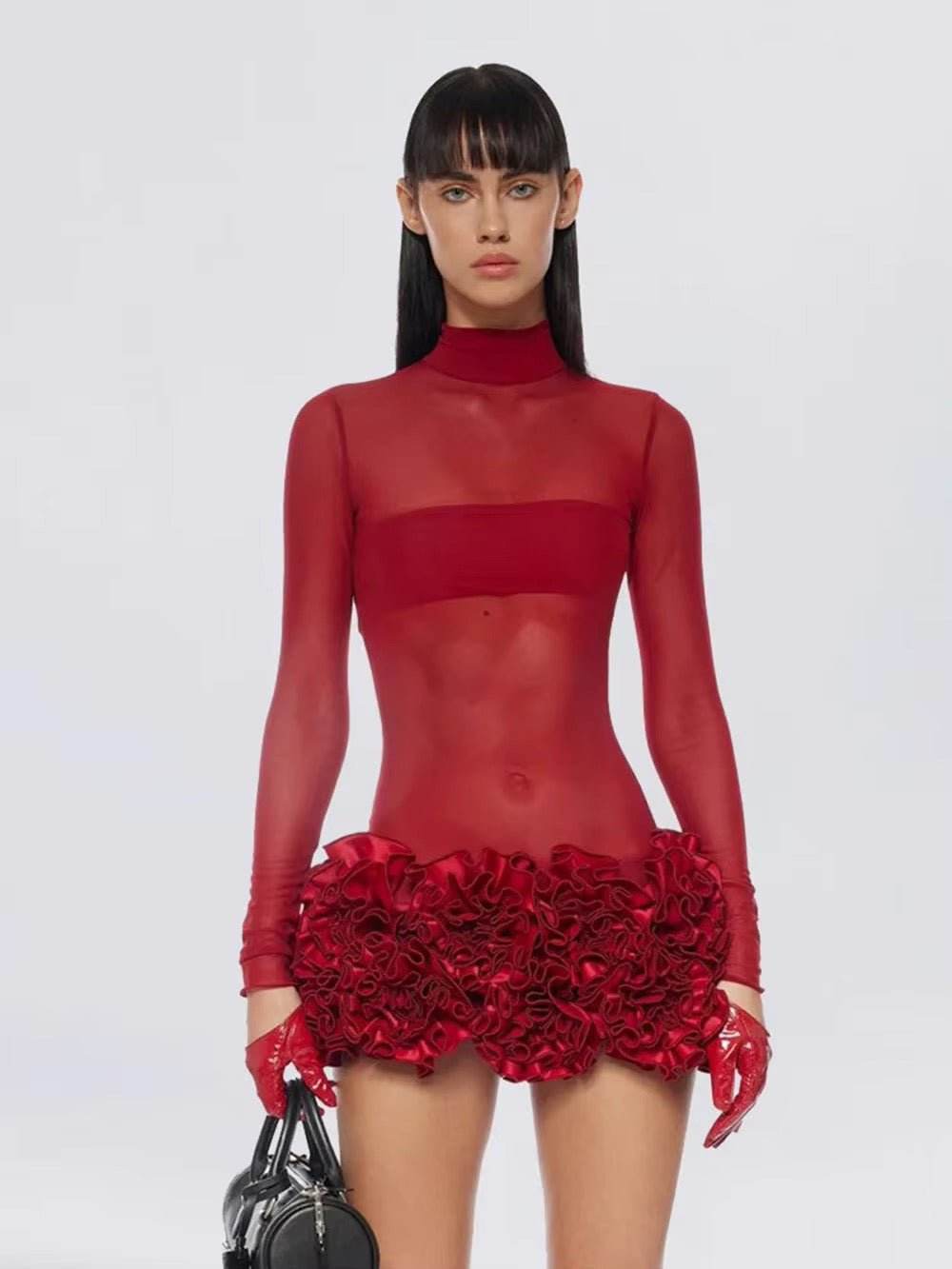 Mesh See Through Bodycon Mini Dress - REBECATHELABEL