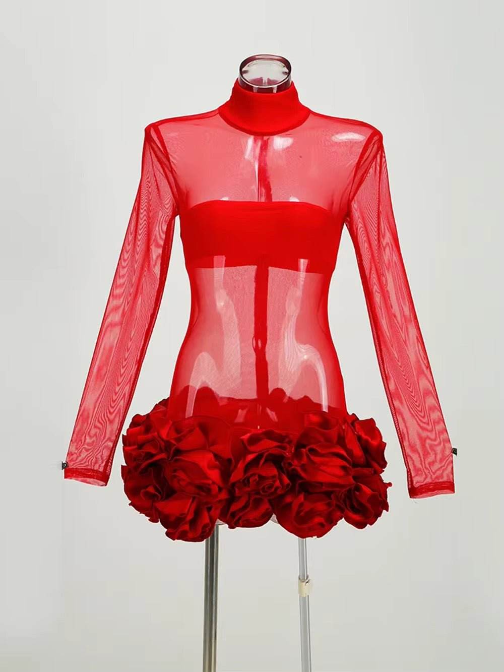 Mesh See Through Bodycon Mini Dress - REBECATHELABEL