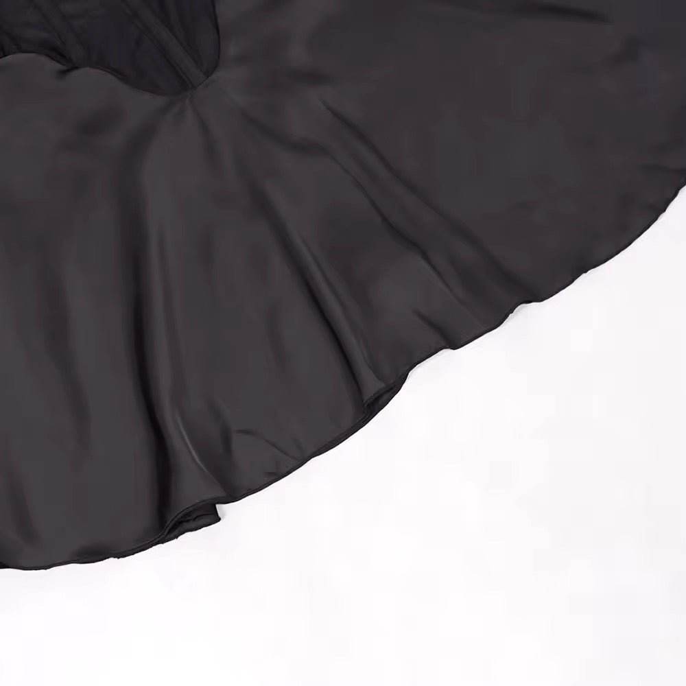 Mesh Spaghetti Strap A-Line Dress Femme Patchwork Sleeveless Backless dress - REBECATHELABEL