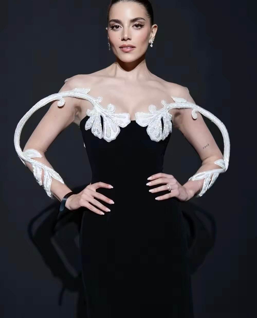 Midi Bandage Dress Sexy Mesh Patchwork Design Long sleeves - REBECATHELABEL