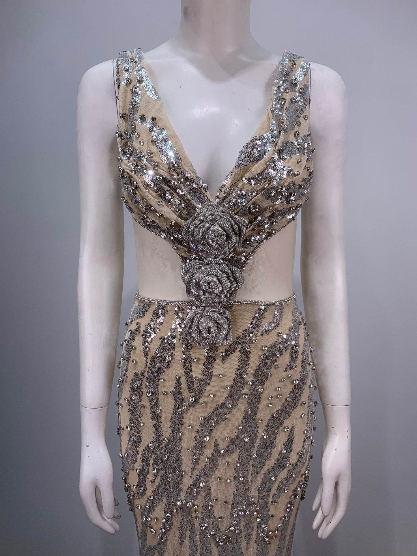 Milan sequins and pearls maxi floor length dress - REBECATHELABEL