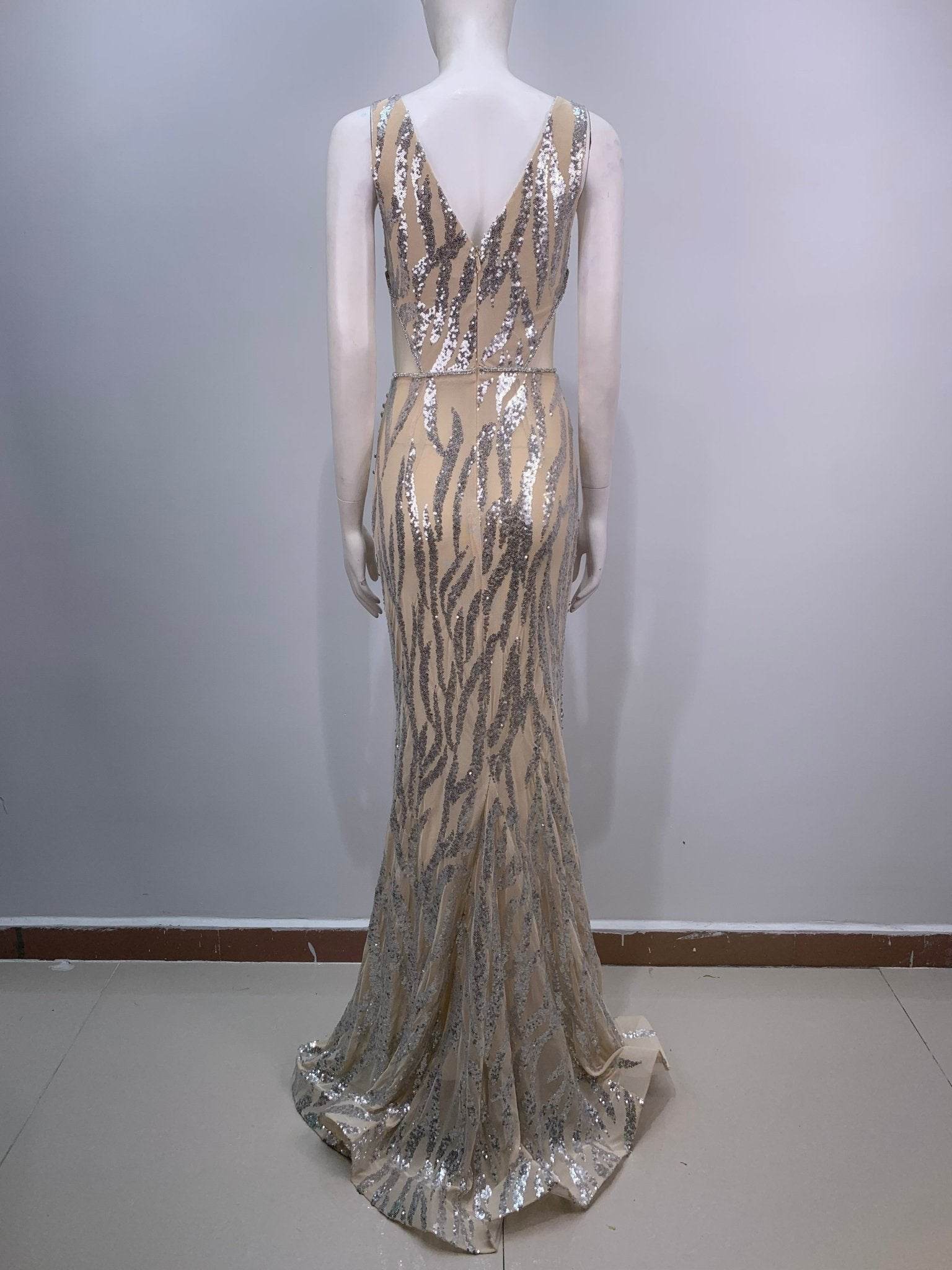 Milan sequins and pearls maxi floor length dress - REBECATHELABEL