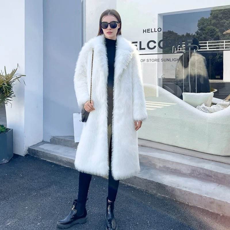Mix Fox Faux Long Sleeve long coat - REBECATHELABEL