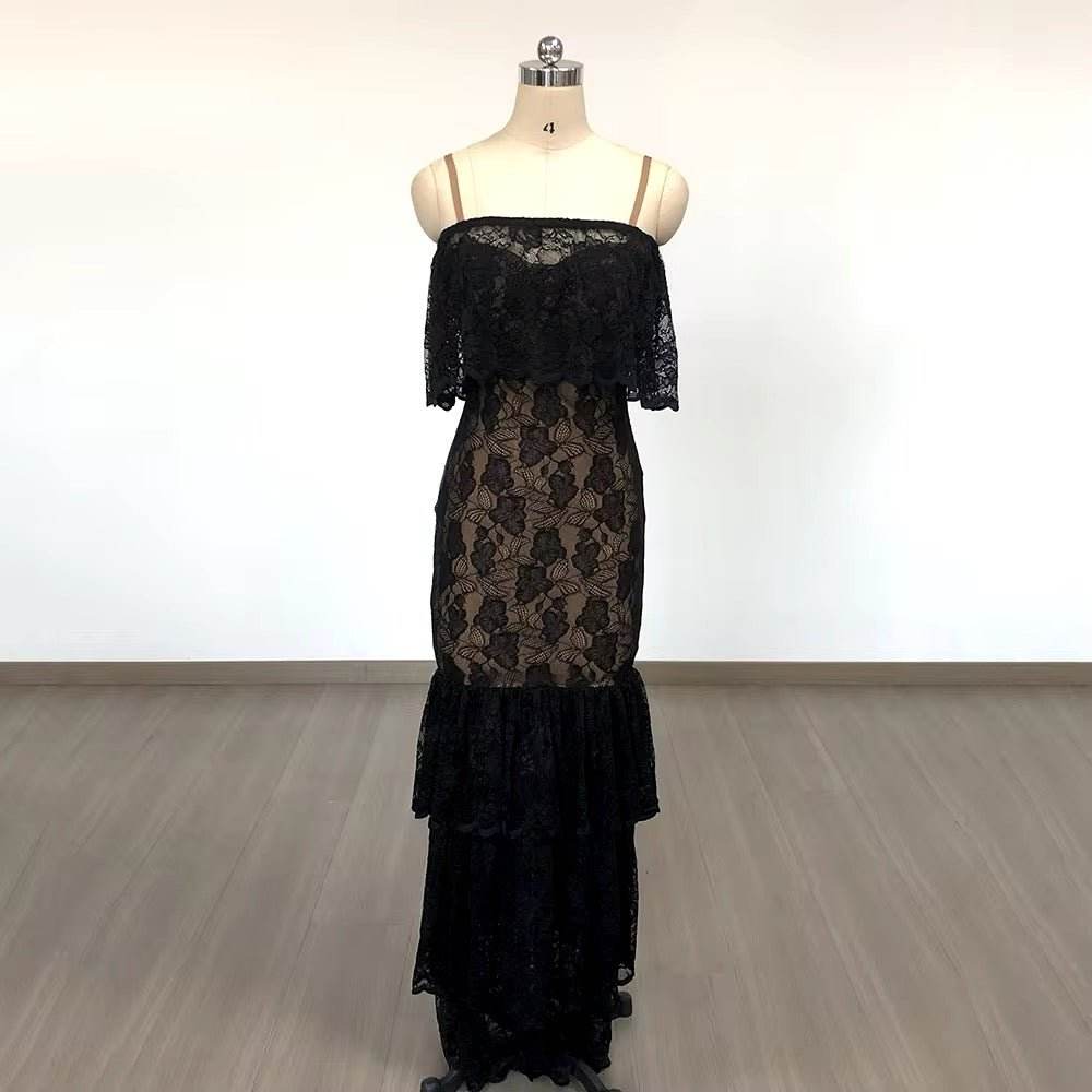 Multiple Ways To Wear Maxi Dress With Detachable Lace Edge Design - REBECATHELABEL