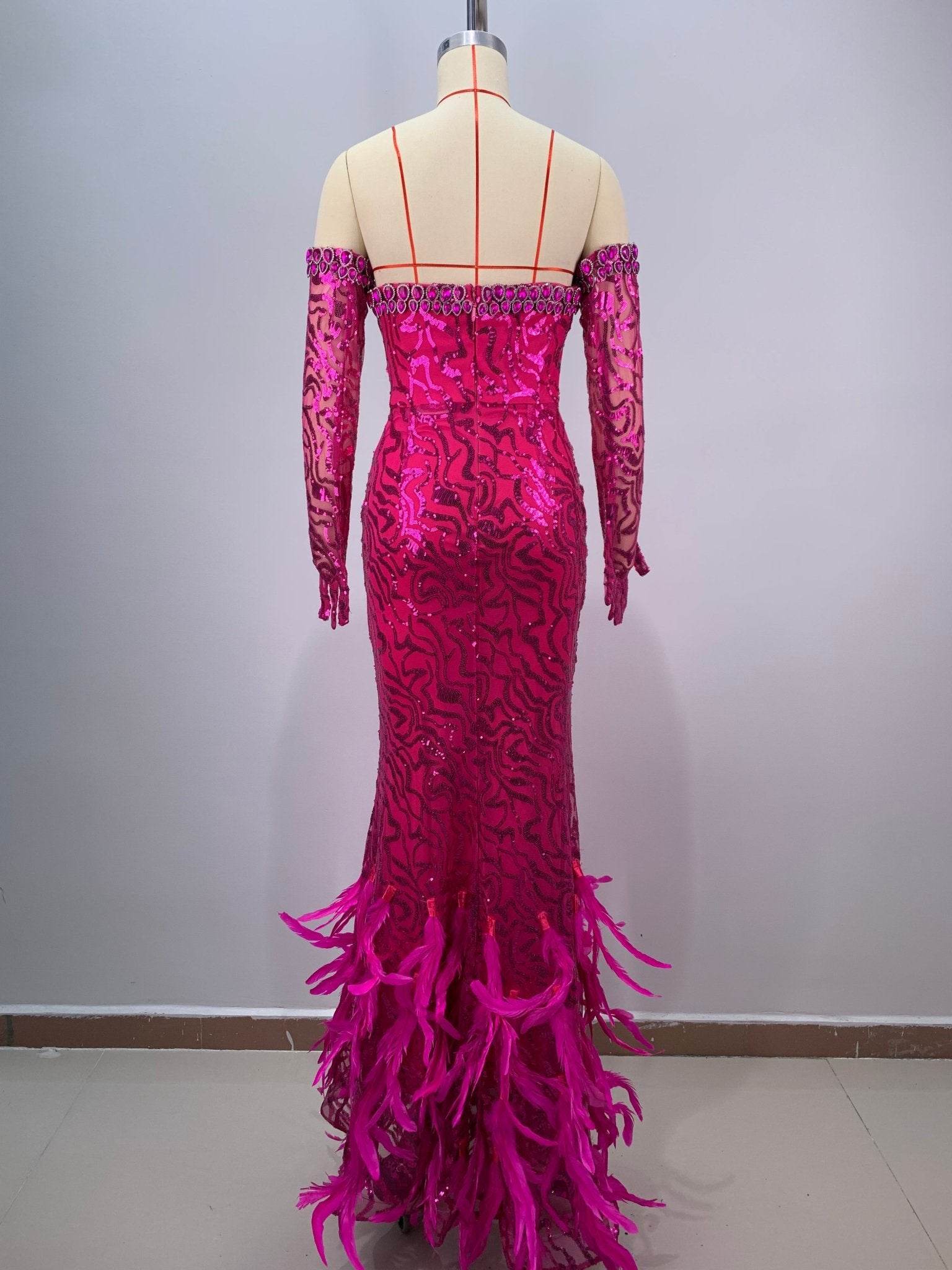 Nandy feather midi dress - REBECATHELABEL