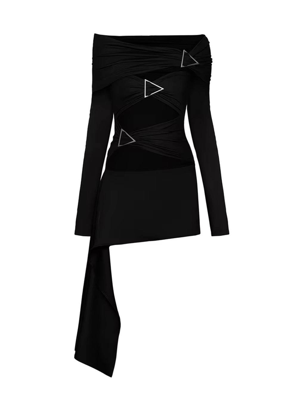 Neck Hollow Out Tight Mini Dress - REBECATHELABEL