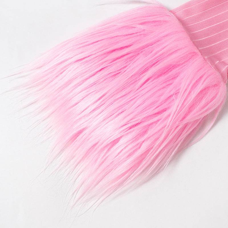 off Shoulder Dress Personality Fur Sleeve Slim Fit Maxi Dress - REBECATHELABEL