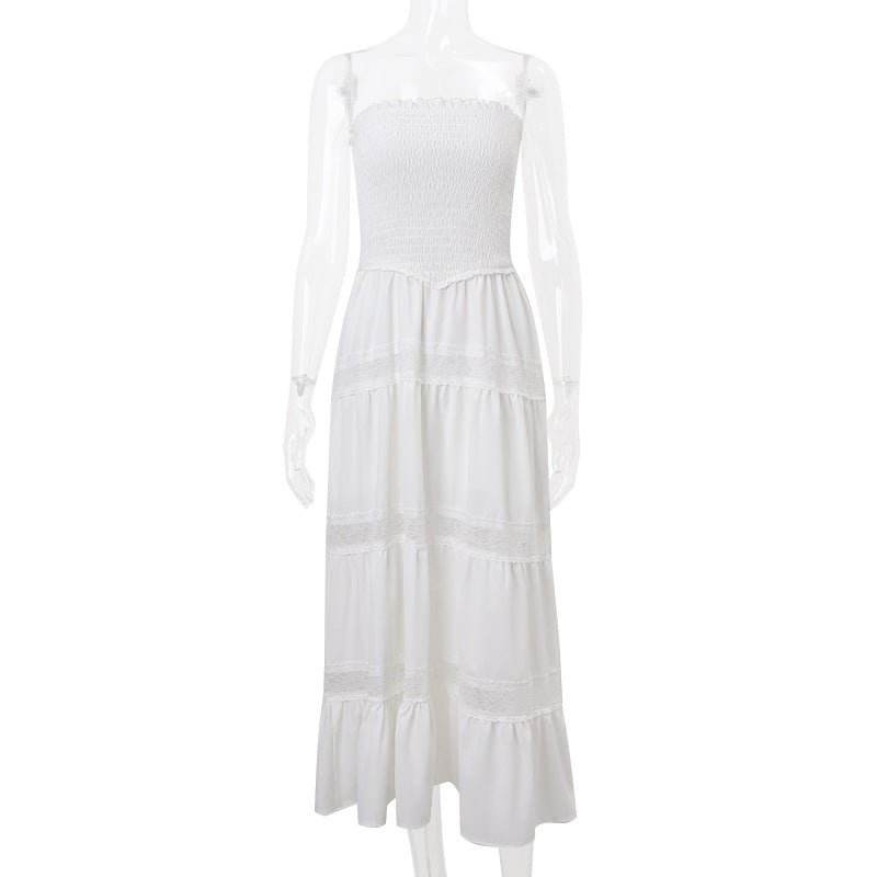 off Neck Sexy Backless Solid Color Slim Tube Top Dress - REBECATHELABEL