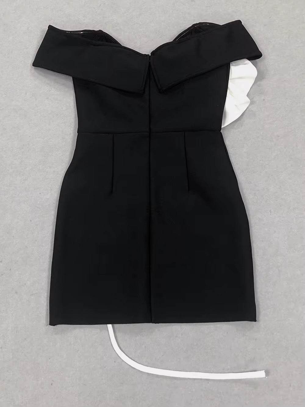 Off Shoulder 3D Flower Bandage Mini Dress - REBECATHELABEL