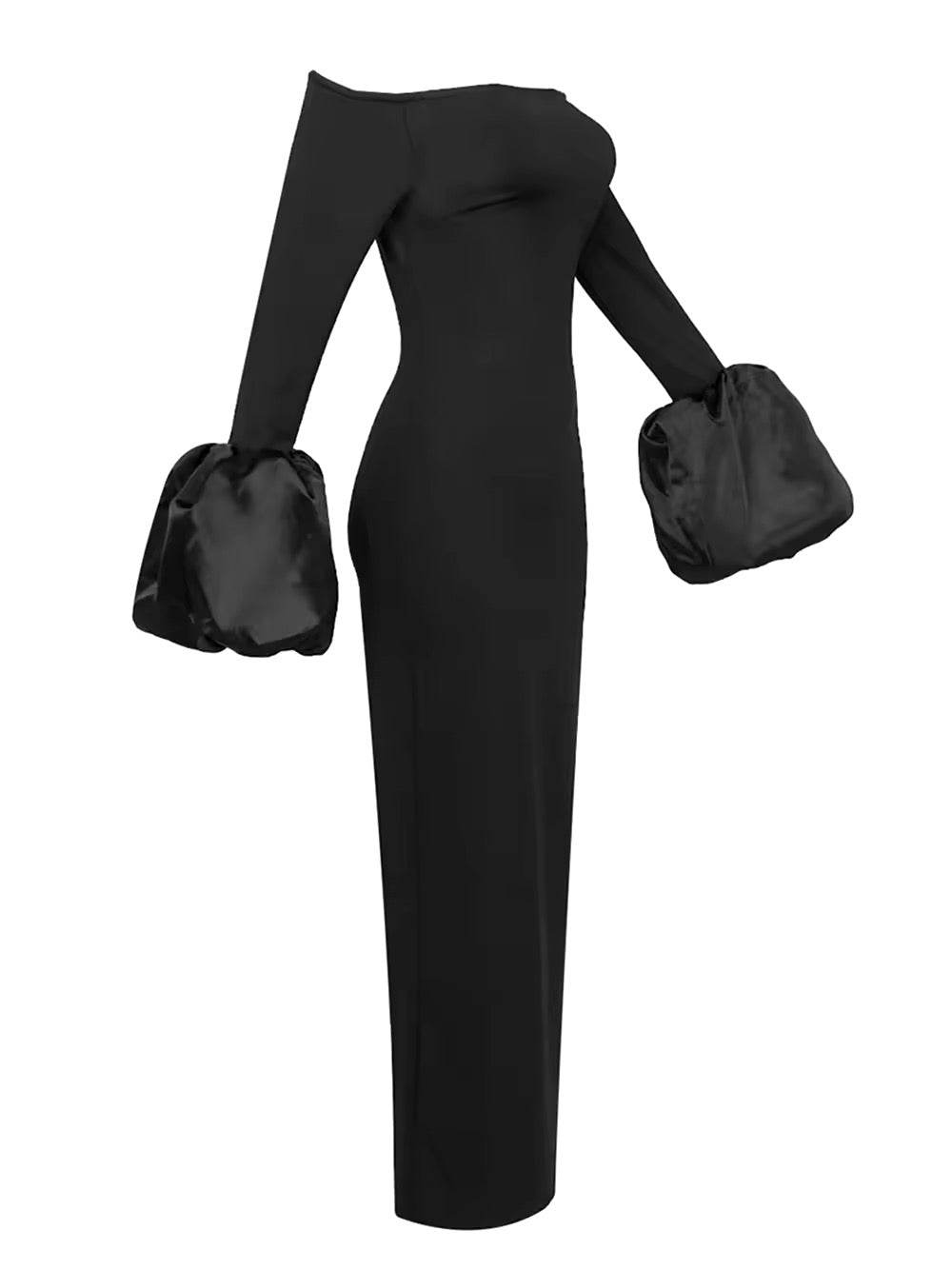 Off Shoulder Bell Sleeve Slasn Neck Bodycon Maxi Bandage Maxi Dress - REBECATHELABEL