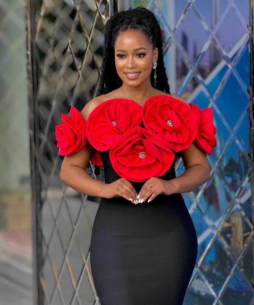 off the shoulder, flower diamond,dress - REBECATHELABEL