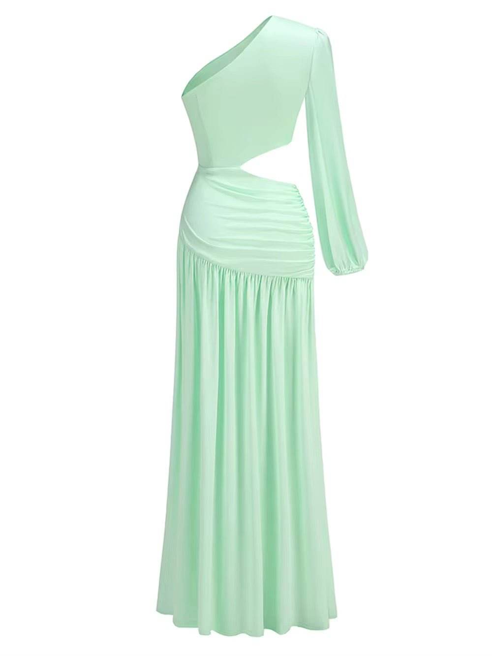 One Shoulder Cut Out Slim Long Dress - REBECATHELABEL