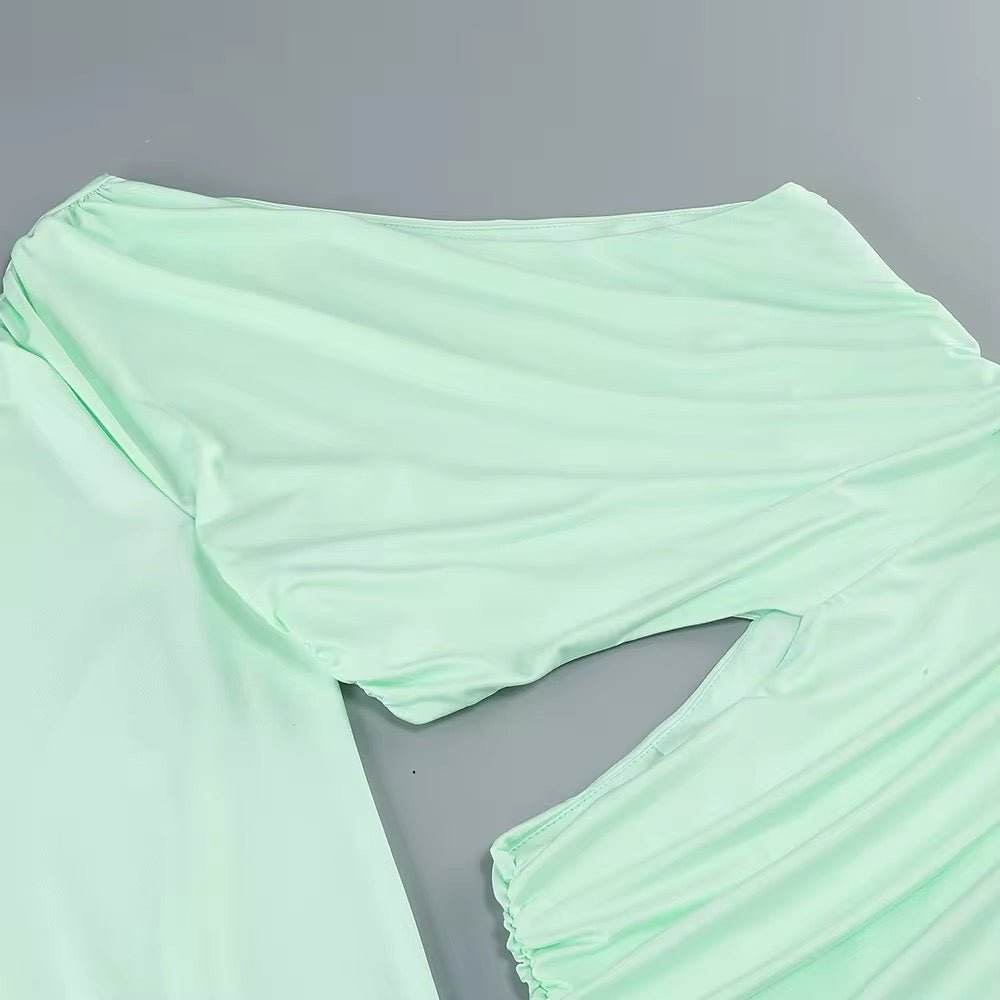 One Shoulder Cut Out Slim Long Dress - REBECATHELABEL