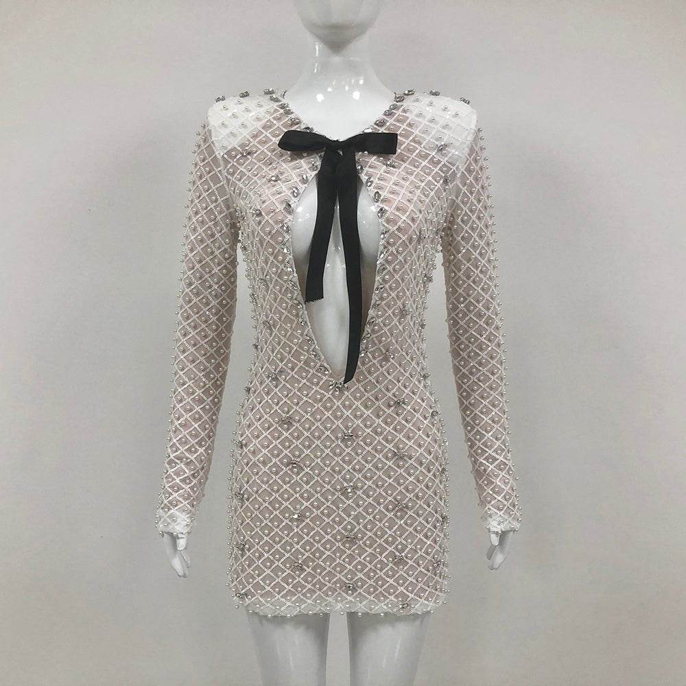 Pearl Sequin Hollow Out Tight - REBECATHELABEL