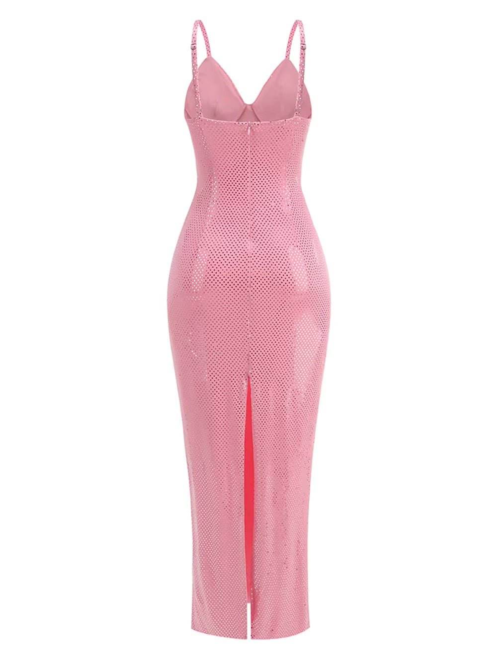 Pink Dots Glitter Spaghetti Strap Backless dress - REBECATHELABEL