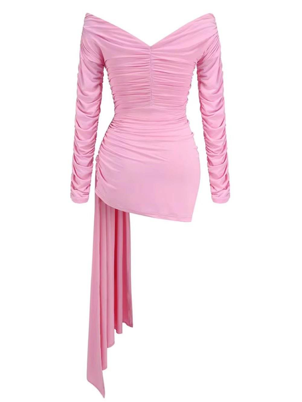 Pink Hollow Out Long Sleeved Tight dress - REBECATHELABEL