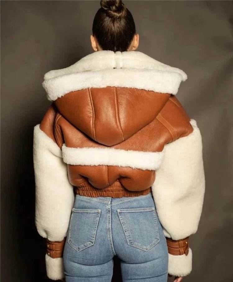 PU Leather Short Hooded jacket - REBECATHELABEL