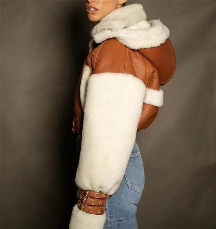 PU Leather Short Hooded jacket - REBECATHELABEL