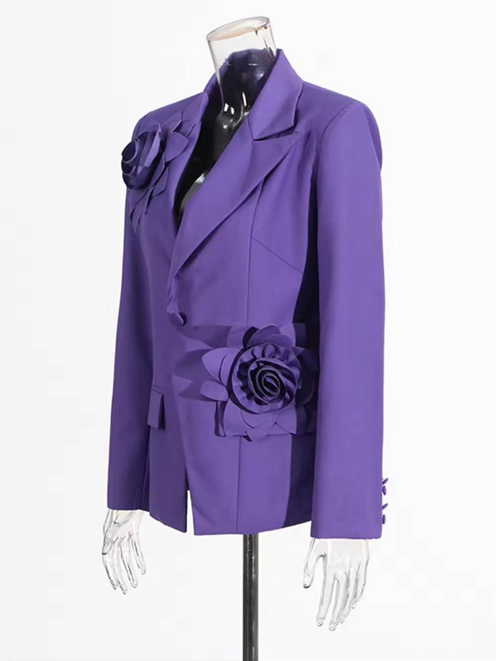 Purple 3D Flowers Suit Coat - REBECATHELABEL
