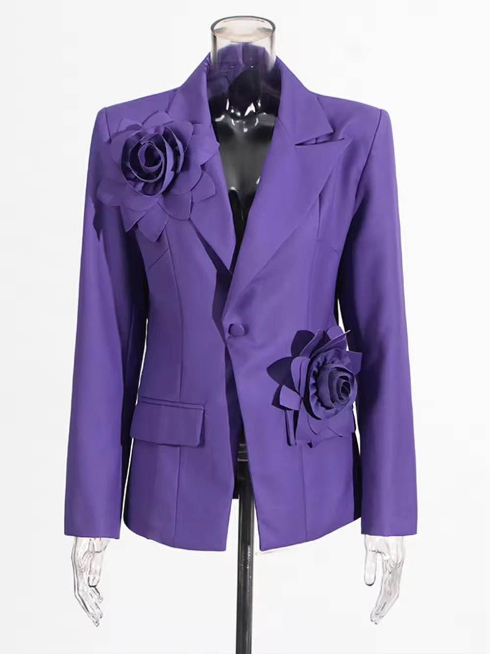 Purple 3D Flowers Suit Coat - REBECATHELABEL